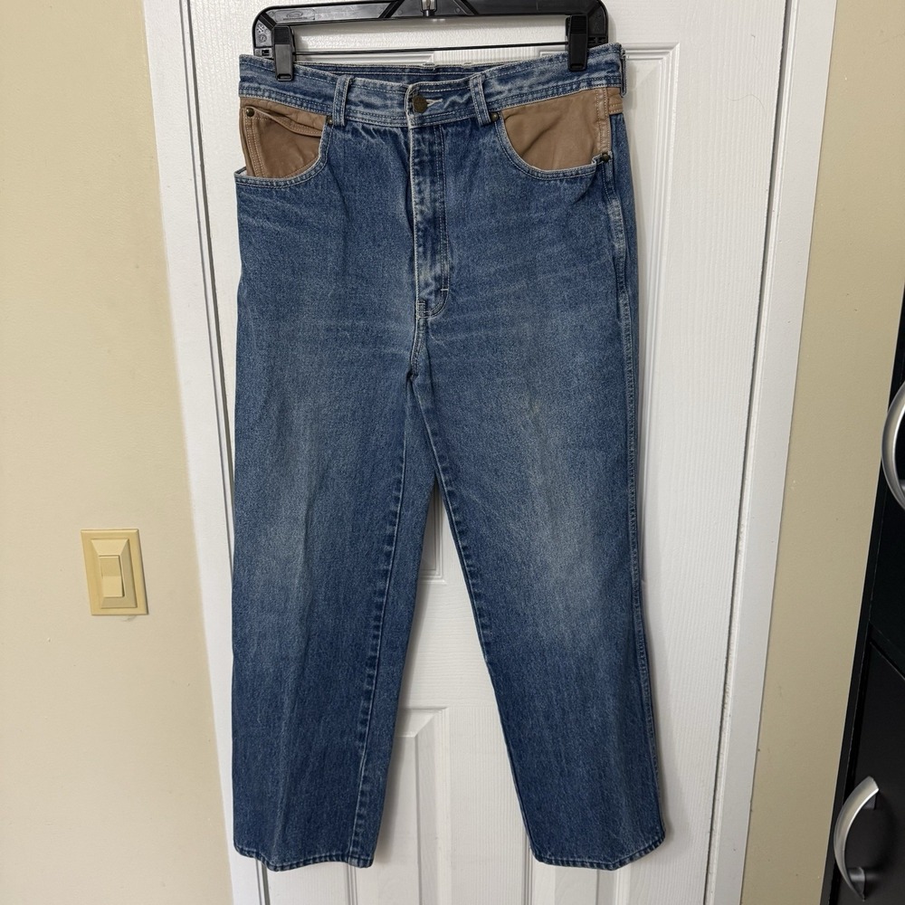Vintage Sergio Valente Jeans Men's 30x27 Leather Accent Western Jeans